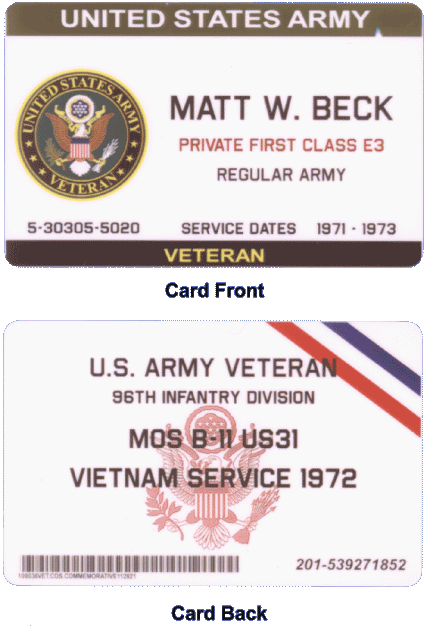 ARMY Veteran ID Card