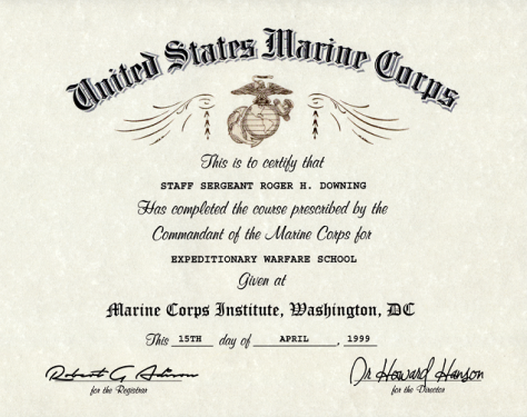 USMC Expeditionary Warfare School Certificate