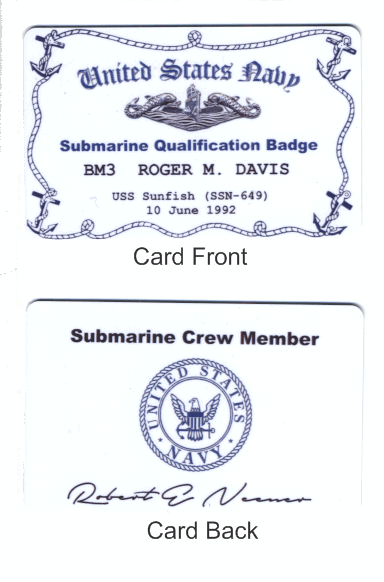 Submarine Qualification Wallet Card